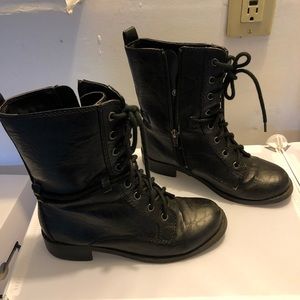 SODA Black Faux Leather Combat Boots Size 6.5
